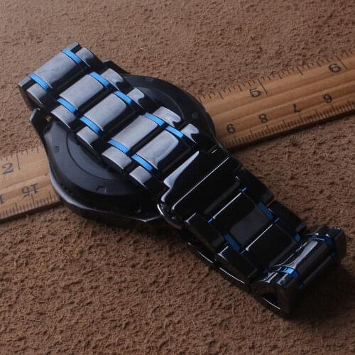 Ceramic Watchbands Bracelets Strap Black with Blue color 20MM 21MM 22MM 23MM 24MM Watches Accessories Fashion Belt for men wrist