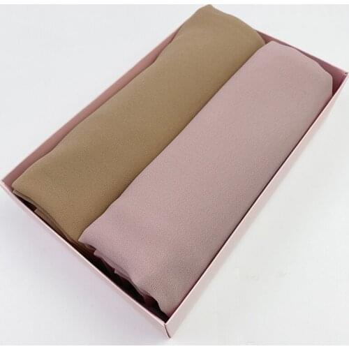 Chiffon Scarf Wrap Plain/Solid Color Muslim Women Hijab Headscarf Summer Islamic Long Shawl Pashmina 2pc/box