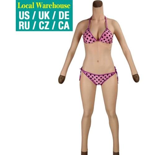 Dokier No-oil Silicone Bodysuit Crossdresser Fake Boobs Drag queen tights Fake Vagina for Transgender shemale Breast Forms