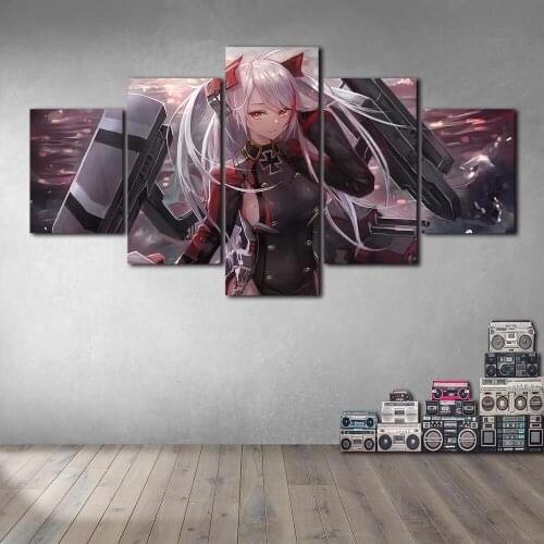 Modern Canvas Painting Modular 5 Pcs Azur Lane Prinz Eugen Poster Prints Home Decor Wall Anime Characters No Frame Picture Art