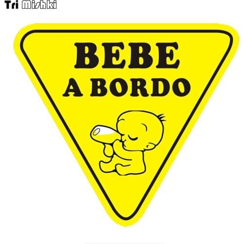 Tri Mishki WCS345# 12.6*14cm baby on board spanish bebe a bordo car sticker colorful Decals Motorcycle Accessories Stickers