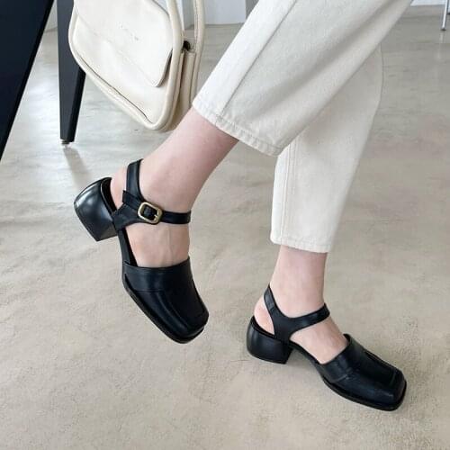 Concis e OL Office Lady Shoes Shallow Dress Party Pump Mid Heel For Women Shoes British Style Spring 2021 New Thick Heel Shoes
