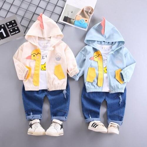 Spring Children Casual Clothes Baby Boys Girls Outwear Hoodies Jacket T Shirt Pants 3Pcs/Set Kids Infant Tracksuit 1 2 3 4 YEARS