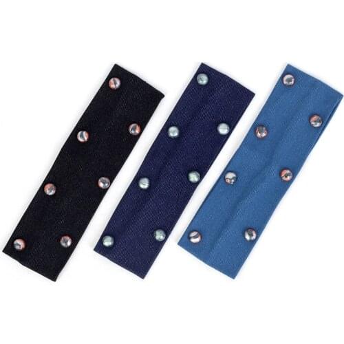 2019 Boho Fashion Women Denim Hairband Rhinestone Bead Scale Headwear Handmade Accessories Elastic Headband For Female