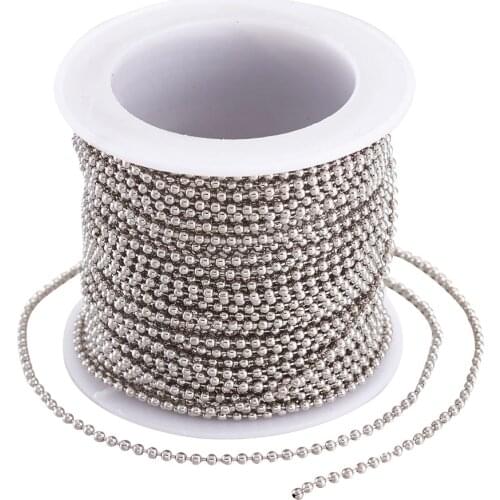 1.5mm 100m/roll Iron Ball Bead Chains 7 Colors for jewelry Fashion bracelet Necklace Making , Lead Free & Nickel Free F80