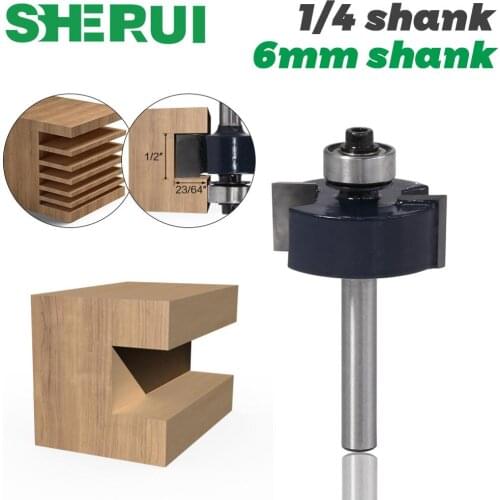 1pc 1/4" Shank 6mm shank T type bearings wood milling cutter Industrial Grade Rabbeting Bit woodworking tool router bits for woo