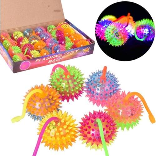 1 Pc Kids Glowing Ball Toy LED Light Up Flashing Soft Prickly Massage Ball Elasticity Fun Toys Children Squeeze Anti Stress Toys