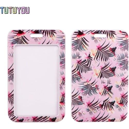 1pcs PC2925 Tree Leaves Fashion Lanyards ID Badge Holder Bus Pass Case Cover Slip Bank Credit Card Holder Strap Cardholder