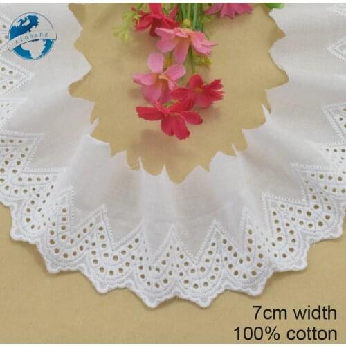 7cm white 100% cotton embroidery lace french lace ribbon fabric guipure diy trims warp knitting sewing Accessories#3250