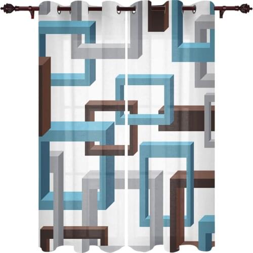 Mid Century Abstract Solid Geometry Window Curtains Kitchen Bedroom Drapes Home Decor Luxury Living Room Backdrop Curtain