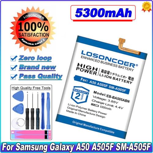 LOSONCOER EB-BA505ABN EB-BA505ABU 5300mAh Battery For Samsung Galaxy A50 SM-A505F A505F Phone Batteries~In Stock