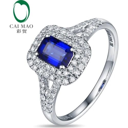 14kt White Gold 0.84ct Natural Sapphires & 0.36ct Diamonds Engagement Ring