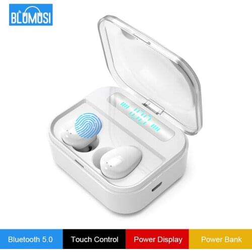 Wireless Earphones Headphones Bluetooth 5.0 TWS Hifi Earbuds Power Display 1500 mAh Power Bank Touch Control Bass Headset