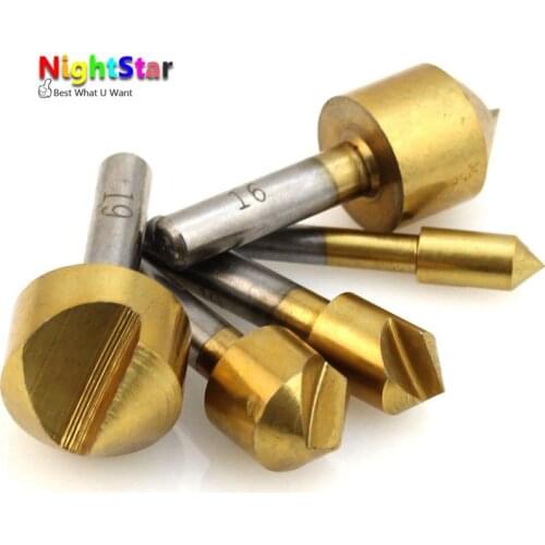 Binoax 5pcs Titanium Countersink Drill Bit Set - 1/4", 3/8", 1/2", 5/8", 3/4"