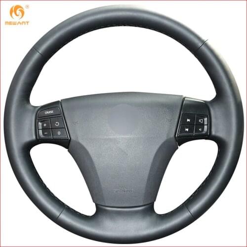 MEWANT Black Artificial Leather Car Steering Wheel Cover for Volvo S40 2006-2012 V50 2005-2011 Interior Accessories Parts