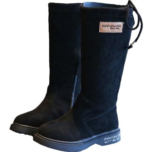 Childrens High Boots Girls Plus Rear Lace Up Warm Fashion Boot Round Head Outdoor Boots