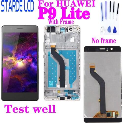 For HUAWEI P9 Lite Lcd Display Touch Screen Digiziter Assembly with Frame 1920*1080 P9 Lite LCD VNS-L31 L21