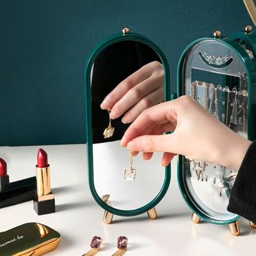 Home Foldable Jewelry Storage Boxs Earrings Stand Holder Bracelet Necklace Organizer Ring Caskets Plastic Display Accessories