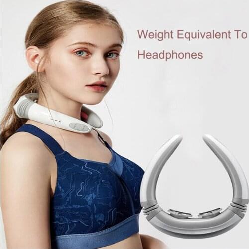 Electric Magnetic Pulse Neck Massager with Heating Function 3D Fitting Technology U-Shaped Ring Compact and Lightweight for Musc