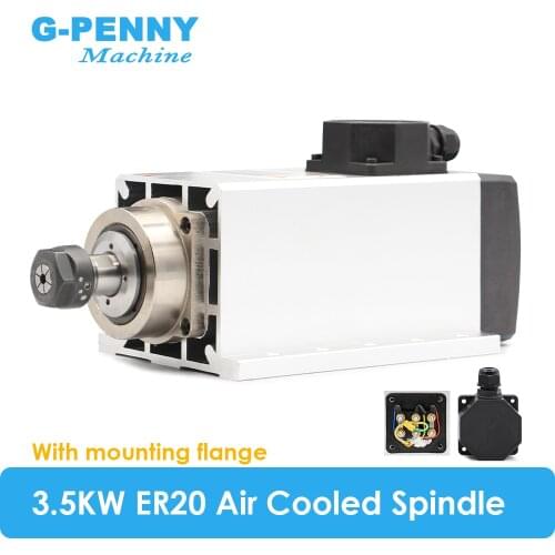 New Arrival! 3.5kw ER20 Air Cooled Spindle Motor 4 pcs bearings 0.01mm accuracy 220v/380v wood working spindle air cooling
