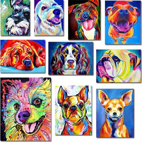 GATYZTORY DIY Painting By Numbers Dogs Animal HandPainted Oil Painting Acrylic Painting Drawing On Canvas Unique Gift Wall Decor
