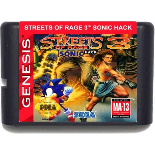 Streets Of Rage 3 Sonic Hack NTSC-USA Game Cartridge For 16 bit Sega Mega Drive / Genesis