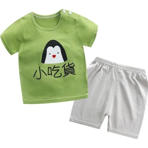 Chinese Cheap Clothing For Baby Children Wear 2 Piece Set Kid Clothing Penguin Lovely Clothes Costumn Girl Boy Baby Infant Suit