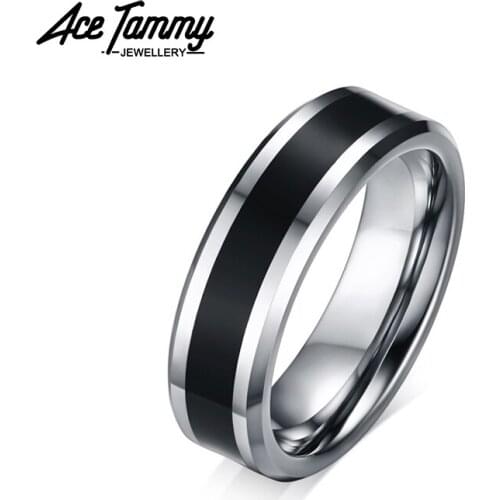 6MM Pure Tungsten Carbide Ring Classic Black Enemal Wedding Band Couple Jewelry Promise Rings For Women Men Finger Jewelry Gifts