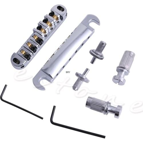Brass Roller Saddle Tune-O-Matic Guitar Bridge & piece Set Chrome