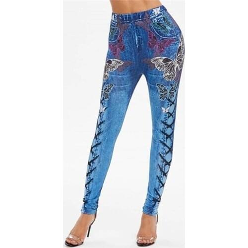 Women Fashion Prined Legging Ladies Casual Sports Butterfly Printed Leggings Female Slim High Waist Leggings For Woman