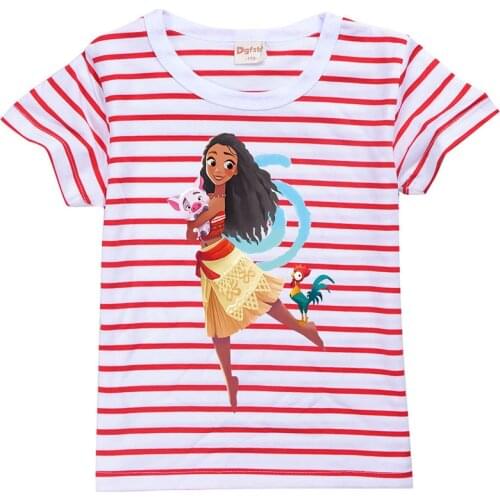 Summer Cartoon Childrens T-shirt Disney Moana Girls' Clothing Tees Cute Printed Picture Shirt Sleeve for Kids 2-15 Years Old