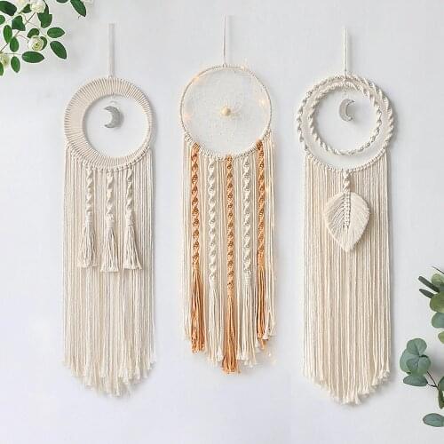 Boho Moon&Sun Dream Catcher Home Decor Handmade Woven Room Decoration for Kids Room Home Wedding Ornament Craft Gift