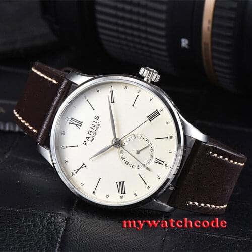 Gift 42mm Parnis beige dial 24 Hours Handset ST1690 Automatic Movement Men Watch