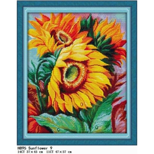 Sunflower Cross Stitch Kits Embroidery Needlework Patterns 11CT 14CT Stamped Home Decor Counted Fabric Thread Canvas Arts Sewing