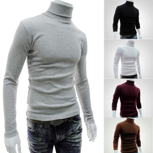 2017 New Autumn Brand Casual Sweater Turtleneck Solid Slim Fit Knitting Mens Long Sleeve Sweaters Pullovers