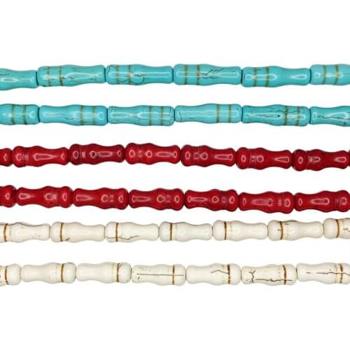New Handmade Loose Beads for Jewelry Making Turquoises Stone DIY Necklace Bracelet Plant Bamboo Shape Accessories 15"Strand B480