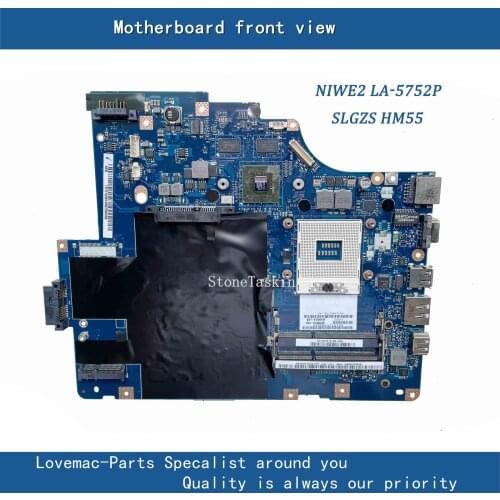 NIWE2 LA-5752P original For Lenovo G560 Laptop motherboard G560 Mainboard 5LA-5752P SLGZS HM55 N11M-GE2-S-B1 DDR3 100% teste