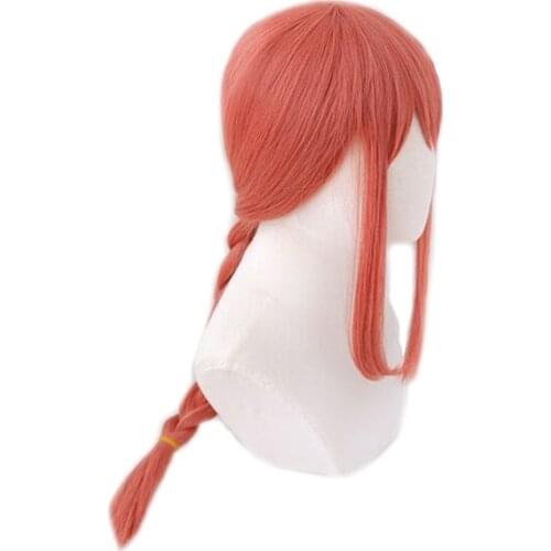 Anime Chainsaw Man Makima Cosplay Wigs Red Braided Long Heat Resistant Synthetic Hair Halloween Party Role Play + Free Hairnet