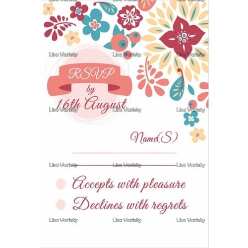 Personalized RSVP Card with Free Envelope for Wedding / Party,50 pcs/lot,R12