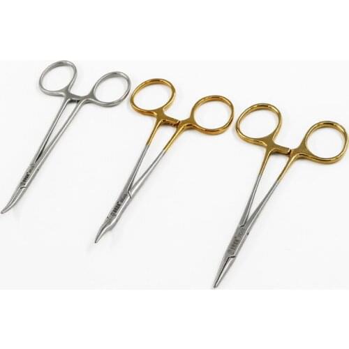 Fine needle holding forceps, gold handle, nasal cavity needle clamp, curved pattern hemostatic forceps, double eyelid surgery, r