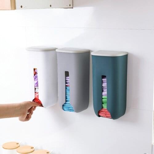 Plastic Garbag Bag Holder Creative Kitchen Bathroom Accessories Wall Mounted Trash Bag Storage Box Cotton Pad Container Home