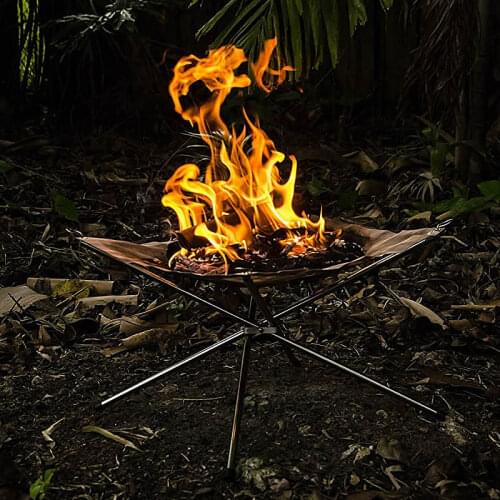 Camping Hiking Equipment BBQ Bonfire Camp Fire Wood Stove Fire Frame Rack Foldable Garden Backyard Heating Mesh Fire Pit