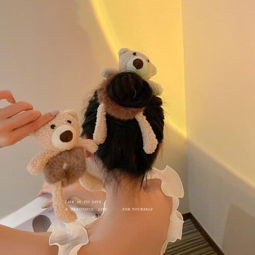 New Plush Bear Hair Ties For Women Girls Cute Elastic Hair Bands Tying Hair Decorate Creative Fashion Hair Accessories Gifts