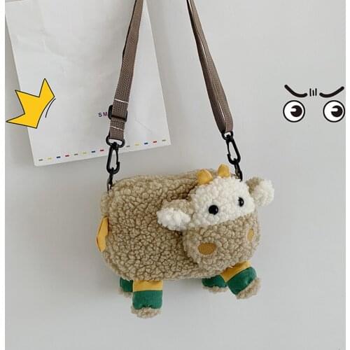 Cute Plush Lamb Shape Small Crossbody For Women 2021 Contrast Color Messenger Bag Female Small Travel Bag And Purses