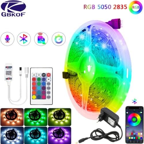 Led Strip RGB Bluetooth 5050 2835 5M 10M 15M Waterproof SMD Flexible Ribbon Strip Light for Christmas Decoration DC 12V Adapter