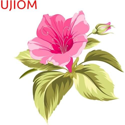 UJIOM Hibiscus Tropical Flower Bathroom Decor Poster Wall Stickers Room Decoration Accessories Vinyl Wallpaper Waterproof