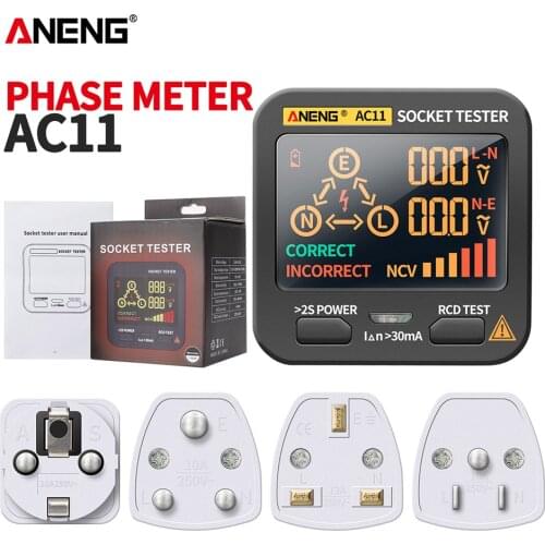 Smart Socket Tester Digital AC Voltage Tester Ground Zero Electric Circuit Detector Line Plug Polarity Phase Pro EU/AU/UK