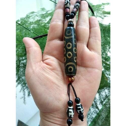 Vintage Nature Tibetan Dzi Bead Pendant 21 Eyes Vein Amulet Tibet Hanging fashion Necklace Bless