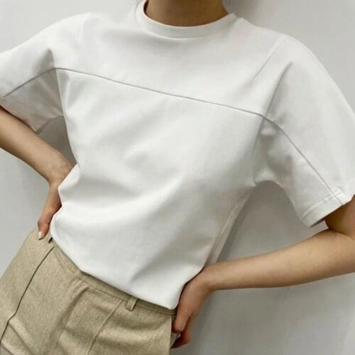 Women T-shirt 2021 Spring and Summer New Style Ladies T-shirt Cotton Round Neck Short-sleeved Solid Color Pullover Top