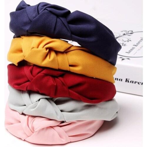 Korean Modal Hair Accessories for Women Cross Knotted Wide-brimmed Headband Girl Solid Color Bow Knot Hairbands